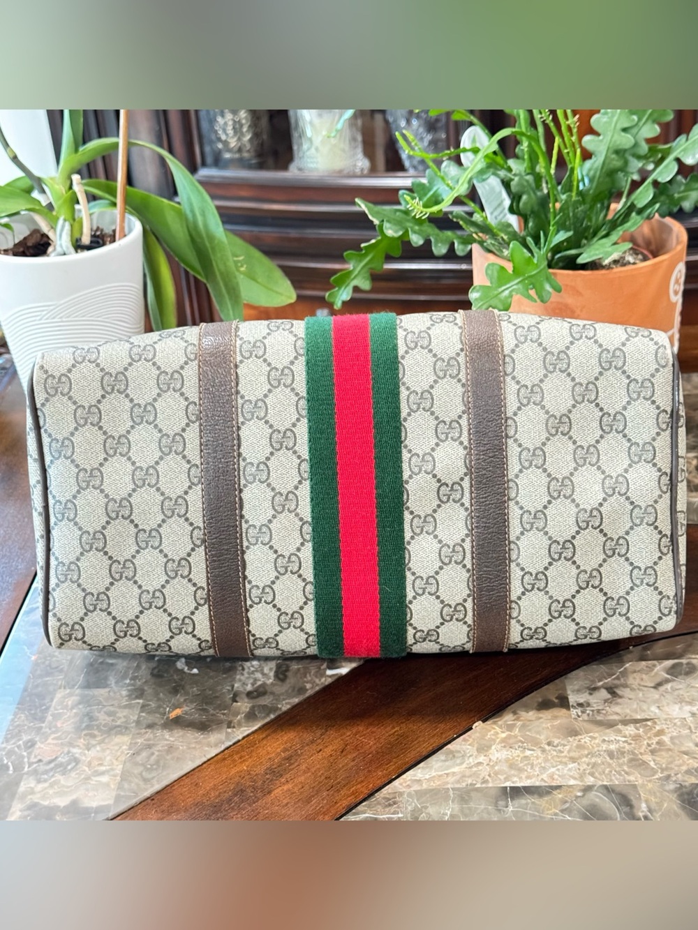 Vintage Gucci Boston GG Web Canvas Sherry Line handbag - Picture 5 of 14